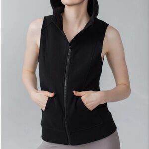 Women's Black Zip-Up Hooded Vest